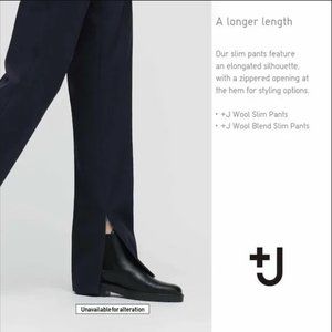 Jil Sander / Uniqlo +J - Women Dark Navy Wool Split Hem Trouser Slim Pant SZ 0